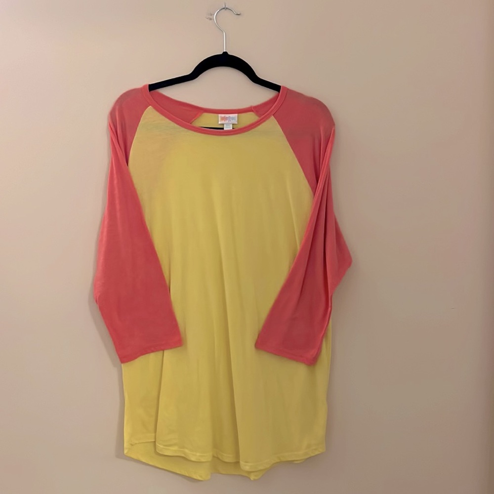 LuLaRoe Randy Dark Pink/Yellow Size 2XL